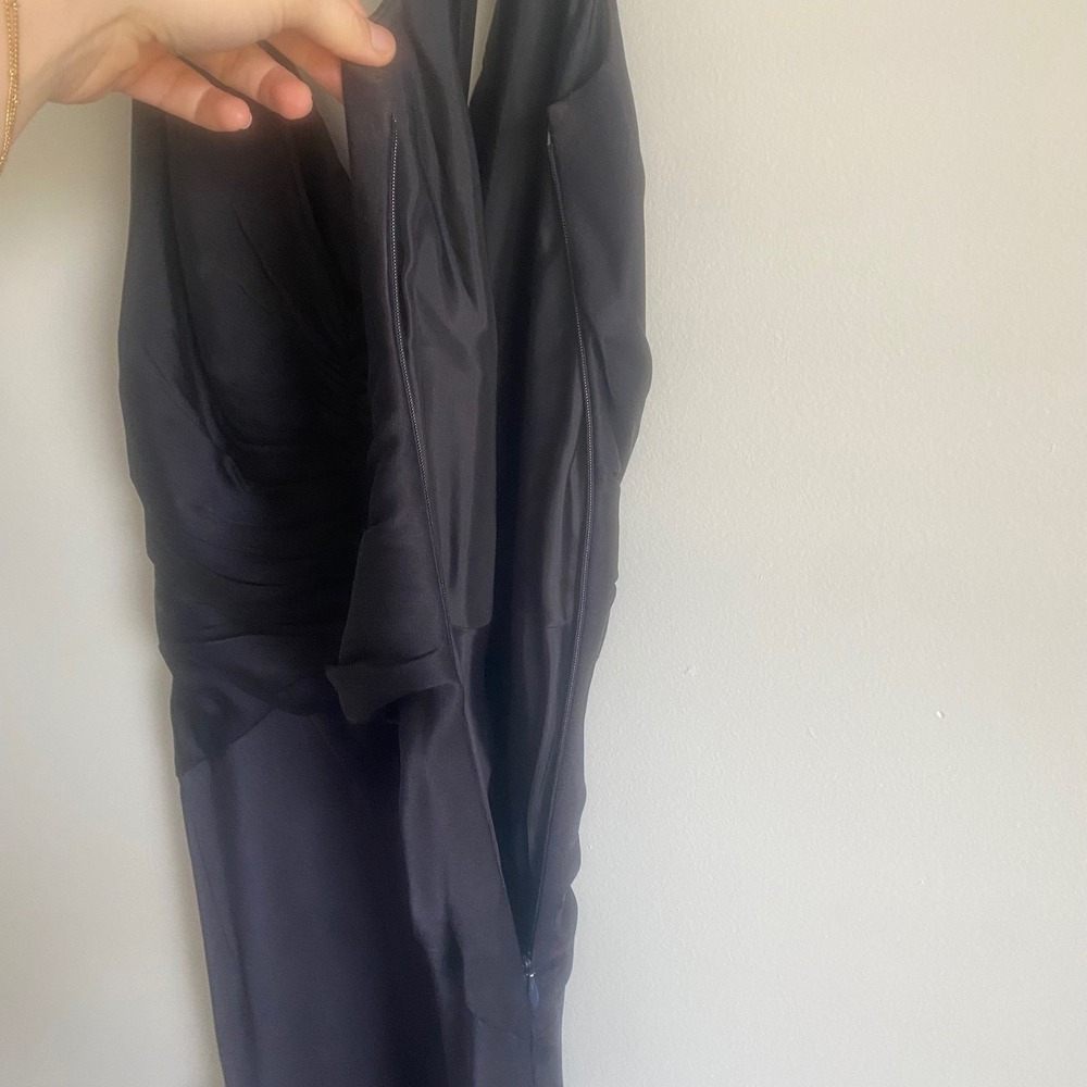 Elie Tahari 100% Silk Navy Blue Maxi Dress Sleeveless Bridesmaid Formal Size 8 - Picture 3 of 11